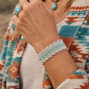 Hand Crafted Silver and Turquoise Crystal Southwest Bracelet